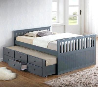 China Modern Single Bed With Pull Out Roll Out Bed And Caster Drawer for sale