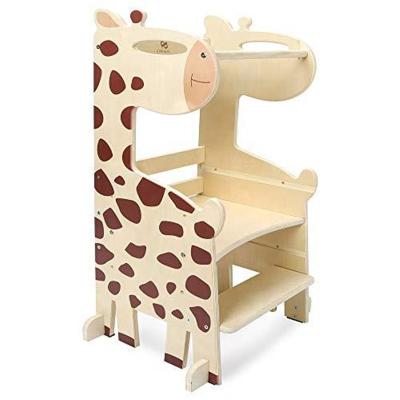 China (Height)Adjustable Kids Kitchen Stools Stance Tower Toddler Wooden Step With Adjustable Platform Giraffe Shape Style for sale