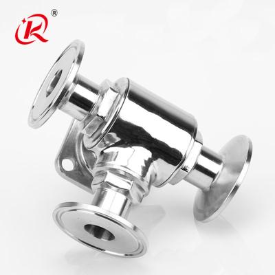 China Dairy Sanitary Stainless Steel SS304 High Deck 3 Inch Mini 1/4 Tri Flange Three Way Ball Valve for sale