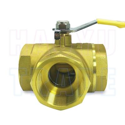 China General High Quality L Type Ball Valve NPT Thread T Type Brass Ball Valve 3way Color Ball Valve Copper Material for sale