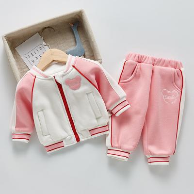 China 2021 Baby Sweatshirt Bear Windproof Baby Clothes High Quality Toddler Clothes Winter Pink Baby Clothing Sets for sale