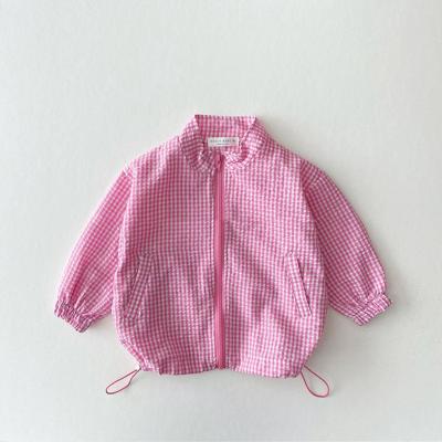 China Thin Plaid Baby Coats Children Summer Breathable Clothes Outwear Girls Un Coat Macaron Protective Coat Kids Cardigan for sale