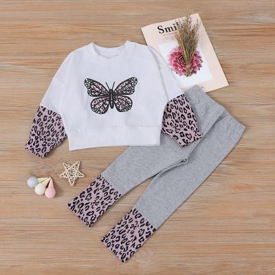 China 2021 Kids Casual Clothing Sets Cartoon Sport Wear For Kids Leopard Print Girls Clothing Sets Outdoor for sale