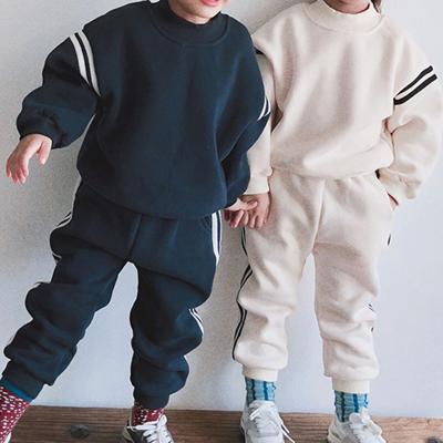 China 2021 Girls Sweatshirt Boys Fleece Winter Clothing Sets Patchwork Kids Tracksuits Unique Casual Children for sale