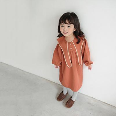 China New Design Breathable Spring Autumn Baby Girl Clothes Lapel Collar Babies Dress 4 To 5 Years Old Girls Casual Dress for sale