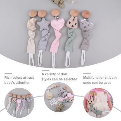 China BPA Free Baby Cotton Ribbon Dummy Chain Dummy Chain Love Mother Baby Pacifier Chain Eco-friendly Prevention for sale