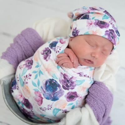 China Breathable Newborn Baby Sleeping Bag Blanket Set Printed Envelope + Hat + Tire Headband Sleeping Bag Baby for sale