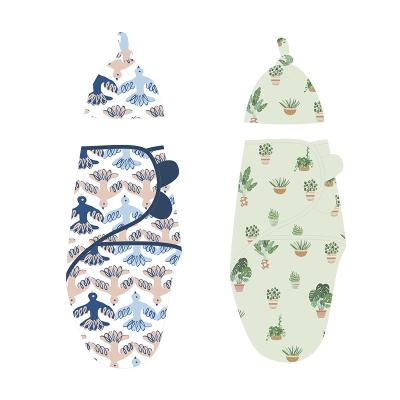 China 2Pcs/Set Breathable Baby Wrap Wrap Covering + Newborn Baby Things Bag Hat Sleep Blanket For 0-6 Months for sale