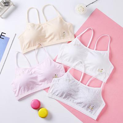 China Solid Color Breathable Vest Tank Tops Student Cotton Summer Young Girl Seamless Bra for sale