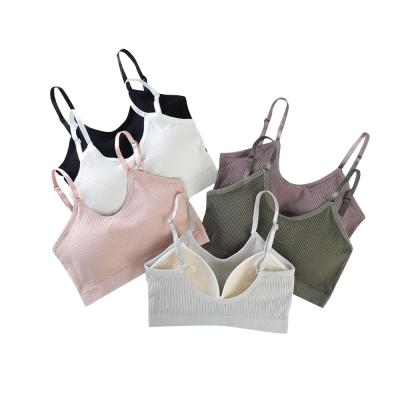 China comfortable and seamless non-marking ware fixed cup yoga vest Non-trace vest production for sale