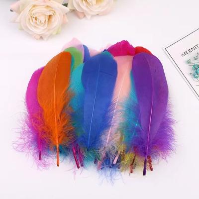 China 4-6 Inch Dyed Pattern Goose Nagoire Carnival Feathers With Opp Bag Packing for sale