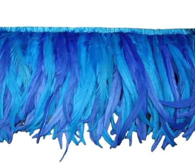 China Event Party Supplies 10-12 inch Cock Coque Feather Fringe Trim with Satin Ribbon Tapes for sale