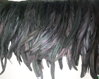 China Cubierta de plumas de gallo negro con cinta de satén y pluma de pollo en venta