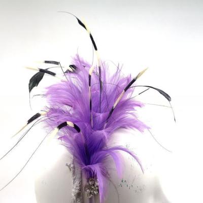 China Hackle Feather Fascinator Headband Flower Millinery Supplies For Party Hair Decoration for sale