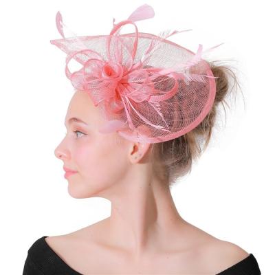 China 30 cm kerkfeest decoratie Sinamay Fascinator, Pauw Veer Fascinator Te koop