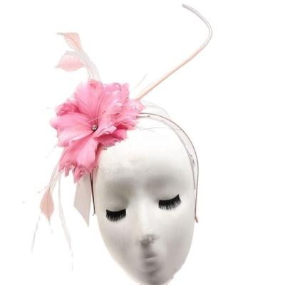 China Graduation Party Decoration Goose Feather Fascinator Flower Mount With Headband for sale