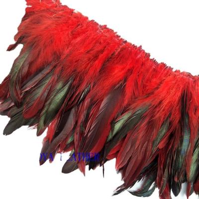 China 1 Yard Length Party Decoration Strung Rooster Coque Feather met satine lint Te koop