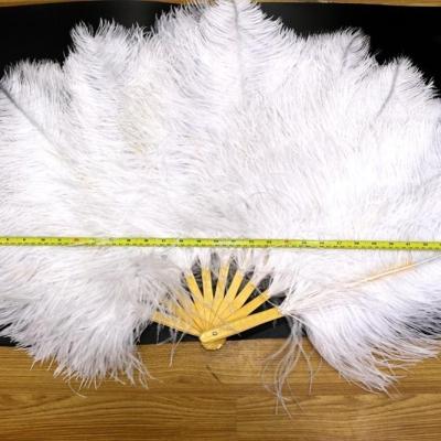 China 50-55 Cm Party Decoration Ostrich Feather Hand Fan White Purple Hot Item Dyed for sale