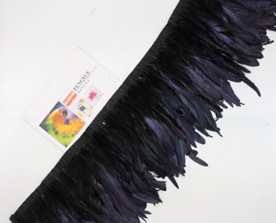 China Party Decoration Ribbon with Black Rooster Coque Feather Fringe Trim and Satin Ribbon for sale