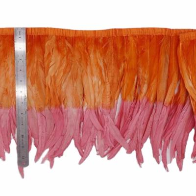 China Pattern Bleached Two Tones Color Rooster Coque Feather Fringe Trim for Samba Costumes for sale