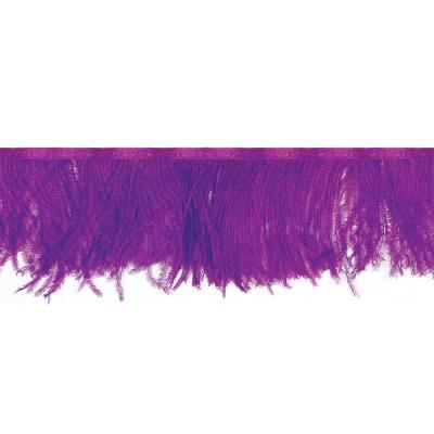 China Party Decoration Ostrich Feather Fringe Trim with Satin Ribbon Tape Dyed 13-15 cm for sale