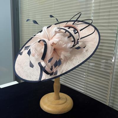 China Horse racing festival millinery supplies feather and sinamay hat fascinator for sale