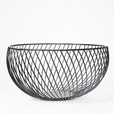 China Hot Selling Metal Stackable Storage Wire Food Fruit Basket Basket Home Metal Black for sale