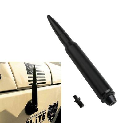 China YK-AT127 Aluminum Alloy Car Truck Bullet Antenna Black Auto Vehicle Short Radio Antenna Universal Type for sale