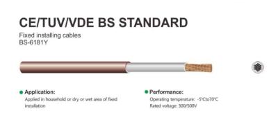 China Fixed Installing Cables BS-6181Y CE/TUV/VDE BS STANDARD for sale