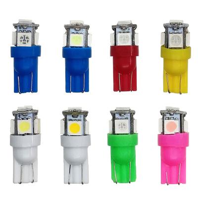 China T10 LED W5W 5050 5SMD Led Universal 12V Blue Pink Green Yellow Red White Light Interior Car License Plate Light Bulb Turn Lamps 5w5 t10 for sale