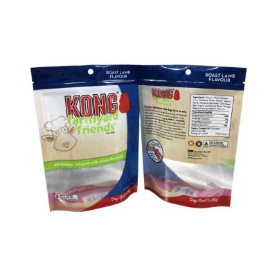 China Compostable Biodegradable Stand Up Pouch Pet Food Treats Packaging Foil Bags With Transparent Window for sale