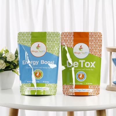 China Press-to-close Zipper Stand Up Pouch Herbal Tea Packaging Bags With Custom Packaging for sale