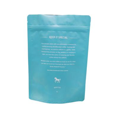 China Custom Printed Mylar Individual Stand Up Pouch Blue Coffee Packaging Bags for sale