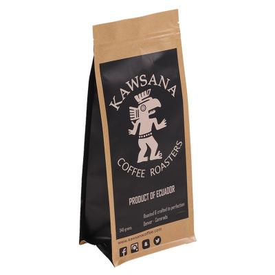 China Wholesale Custom Printed 340g Flat Bottom Kraft Paper Coffee Bag With One Way Valve for sale