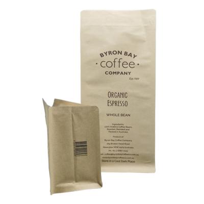 China High Quality Custom Flat Bottom Kraft Paper 1KG Grease Resistant Coffee Bags With Valve for sale