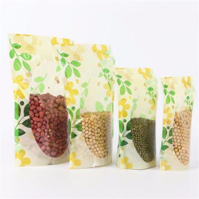 China High Quality Clear Window Stand Up Pouch Dry Food Packaging Zipper Bags For Beans And Nuts for sale