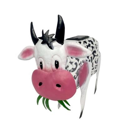 China IP44 Garden Farm Animal Metal Cute White Calf Solar Led Light Outdoor Garden Decoration for sale