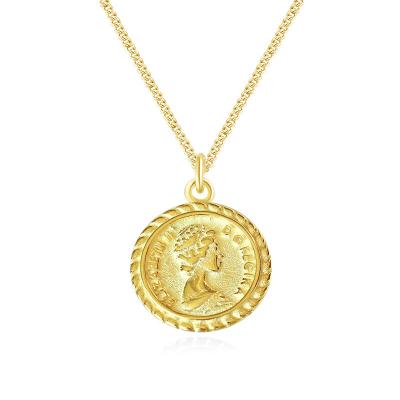 China Trendy Fashion Coin Necklace Charm Necklace For Women Gold Plated Coin Necklace for sale