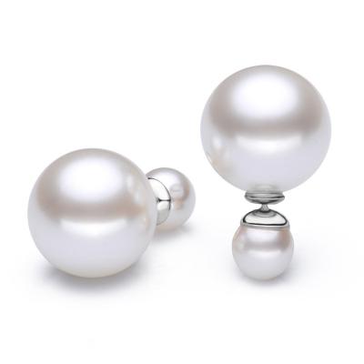 China Cute Elegant Double Pearl Earrings s925 Sterling Silver Stud Earrings Silver 925 Earrings for sale