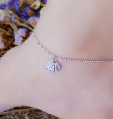 China 2019 Newest 925 Sterling Silver Fashionable Shell Charm Gold Plated Anklet for sale