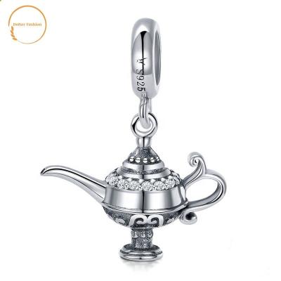 China 925 Sterling Silver Trendy Designer Aladdin Kettle Lamp Charms for sale