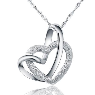 China Fashionable 925 Sterling Silver Double Heart Pendant Women Jewelry for sale