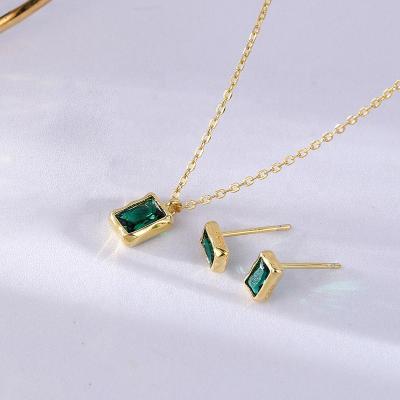 China Green Color Environmental Friendly Wedding Stone Jewelry Sets Necklace Ring Earring Set for sale