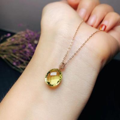 China Environmental Friendly 925 Sterling Silver Natural Citrine Necklaces and Gemstone Earrings Women Jewelry Sets for sale