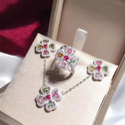 China Environmentally Friendly Bridal Jewelry Party Wedding Jewelry Set 925 Stone Gemstone Silver Color Women for sale