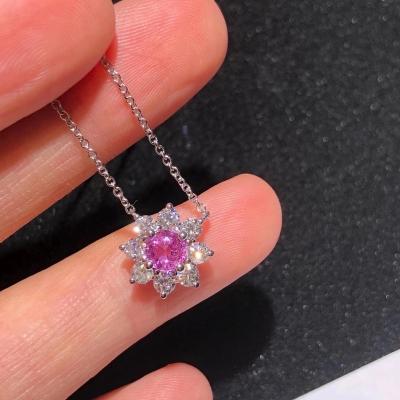 China CLASSIC 18K Solid Gold Sapphire Sun Flower Necklace Women Necklace Jewelry Necklace Gold for sale