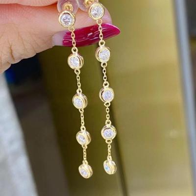 China Fashionable Customized Korean Diamond 18K Gold Simple Women's Simple Long Earrings Korean Earrings for sale