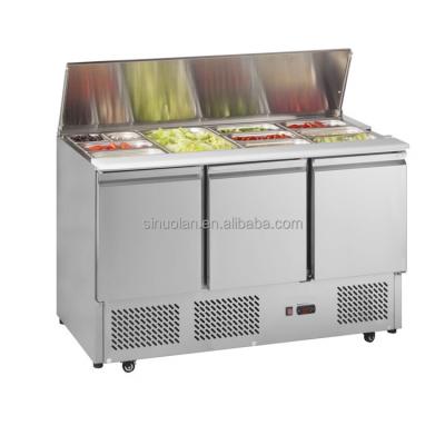 China Anuncio publicitario debajo de un equipo de refrigeración más fresco del bufete de ensaladas del bocadillo de la preparación de la tabla del refrigerador de la pizza del refrigerador contrario de la preparación en venta