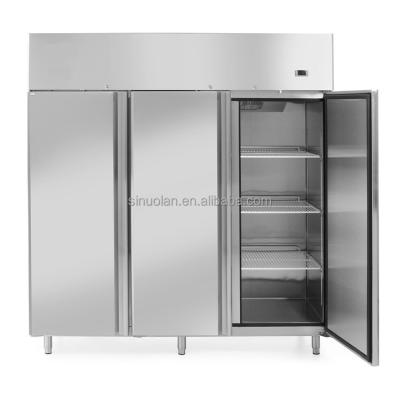 China SINUOLAN Commercial 3 Door Refrigerator Stainless Steel Kitchen Refrigerator Double Temperature Freezer Vertical for sale