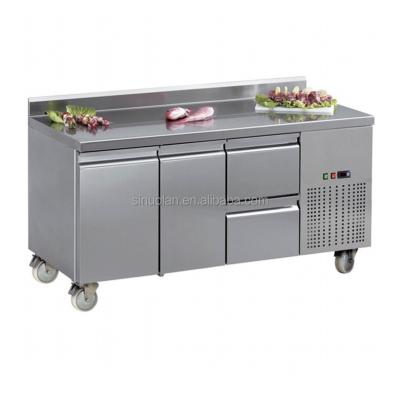 China Contador de acero inoxidable del banco de trabajo del refrigerador de la cocina 304 con 2 cajones y 2 puertas en venta